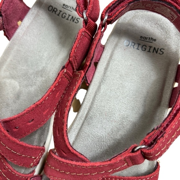 Earth Origins Leather Open Toe Sandals 6.5 W "Sammie" Red Pepper Adjustable - Picture 8 of 11